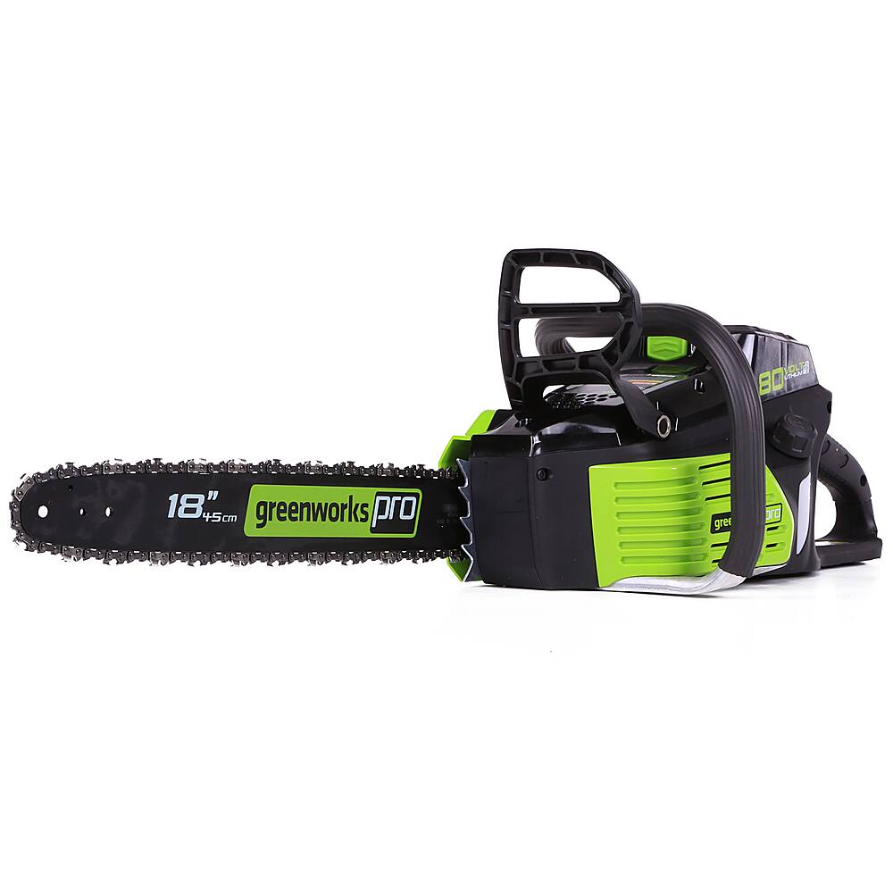 Angle View: Greenworks PRO 18-Inch 80V Cordless Chainsaw, Battery Not Included GCS80450