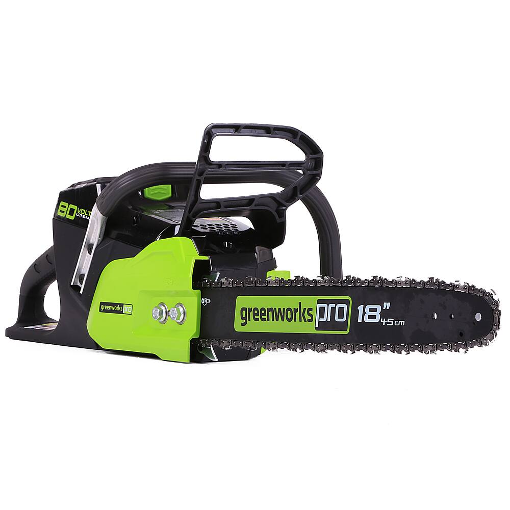 Left View: Greenworks PRO 18-Inch 80V Cordless Chainsaw, Battery Not Included GCS80450