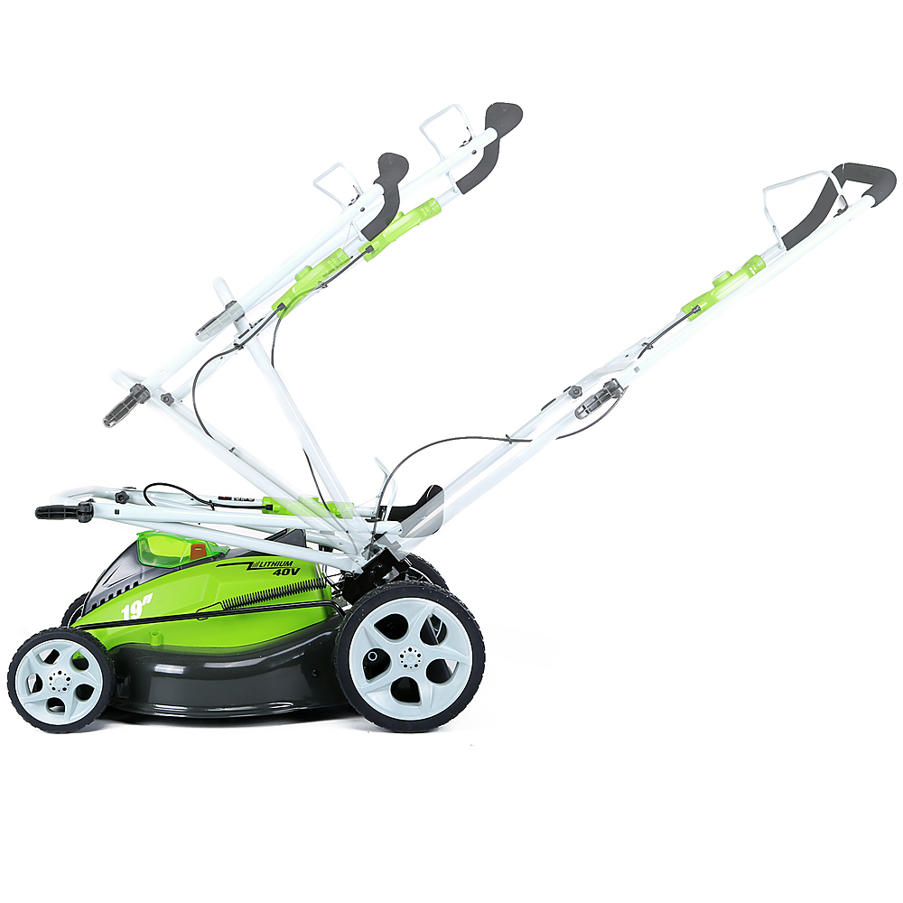 Angle View: Greenworks - 19" 40-Volt Cordless Walk Behind Lawn Mower (2.0Ah & 4.0Ah Batteries and Charger Included) - Green