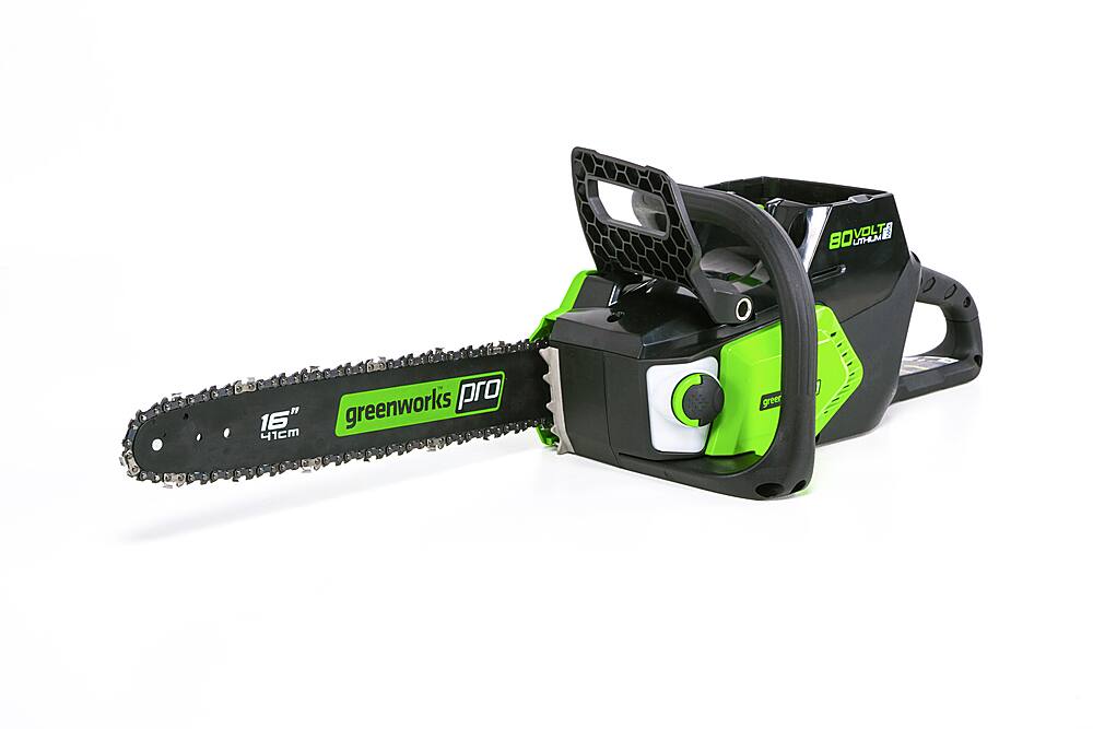 Angle View: Greenworks - 16 in. 80-Volt Cordless Brushless Chainsaw (Battery & Charger Not Included) - Green