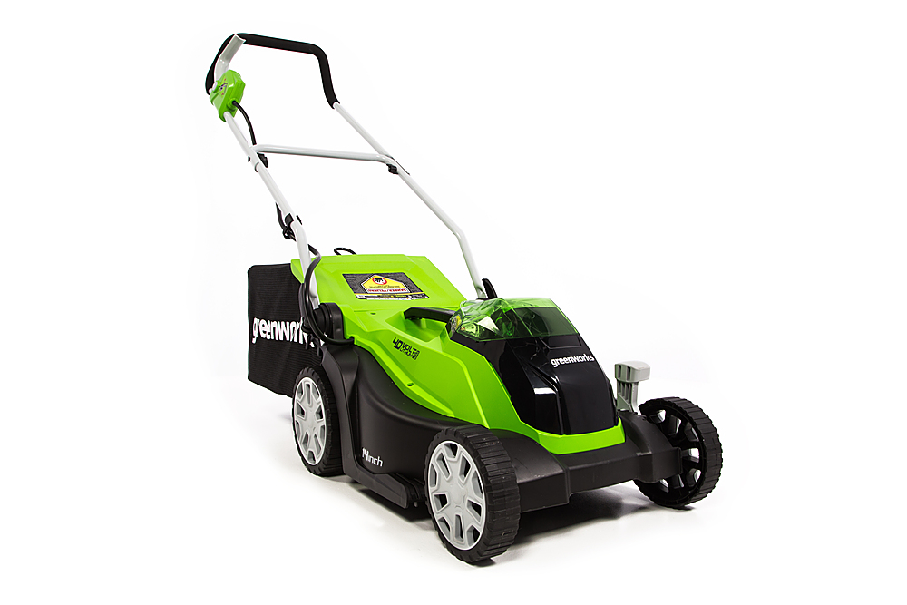 Left View: Greenworks - 17 in. 40-Volt Cordless Brushless Walk Behind Lawn Mower (Battery and Charger Not Included) - Green