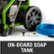 The image features a green pressure washer with a large wheel and a blue hose attached to it. The pressure washer is designed to clean and maintain various surfaces, such as buildings, vehicles, and other structures. The on-board soap tank is an essential component of the pressure washer, as it allows users to add soap or detergent to the water stream for effective cleaning. The soap tank is connected to the pressure washer and is filled with soap, which is then mixed with the water to create a powerful cleaning solution. The pressure washer is a versatile tool that can be used for a wide range of cleaning tasks, making it a valuable addition to any maintenance or cleaning arsenal.