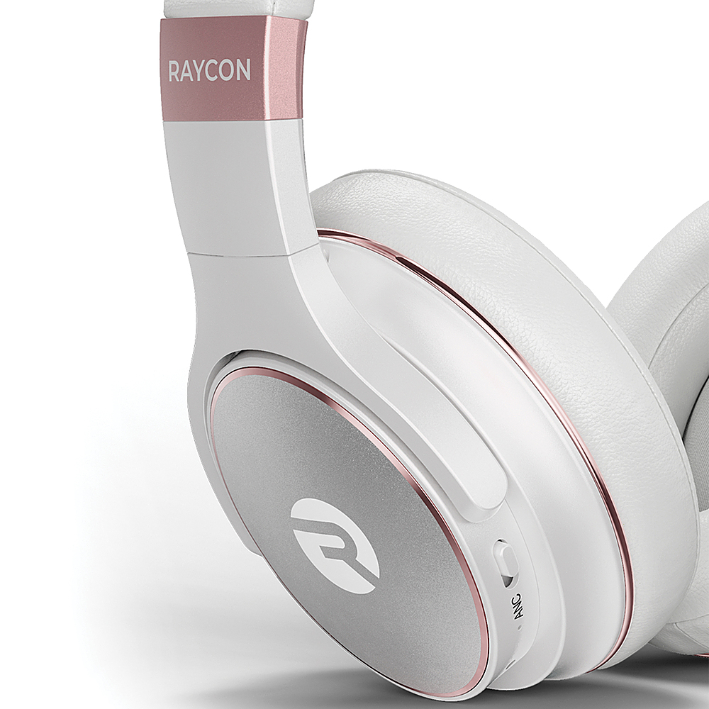 Left View: Raycon - The Everyday Over-Ear Active-Noise-Canceling Wireless Bluetooth Headphones - Rose Gold