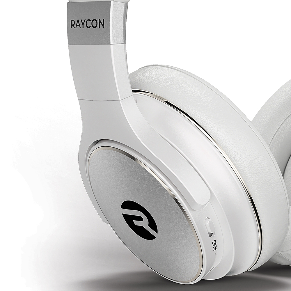 Angle View: Raycon - The Everyday Over-Ear Active-Noise-Canceling Wireless Bluetooth Headphones - Silver