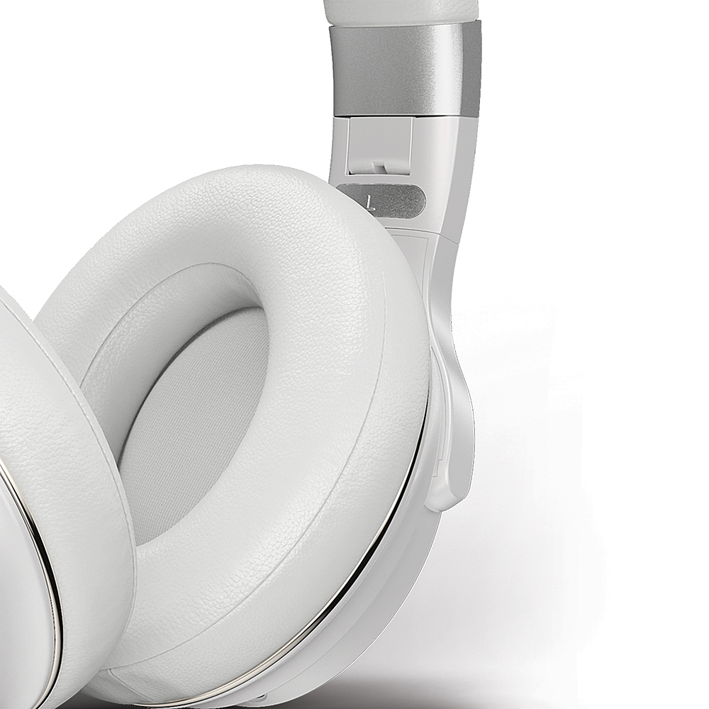 Left View: Raycon - The Everyday Over-Ear Active-Noise-Canceling Wireless Bluetooth Headphones - Silver