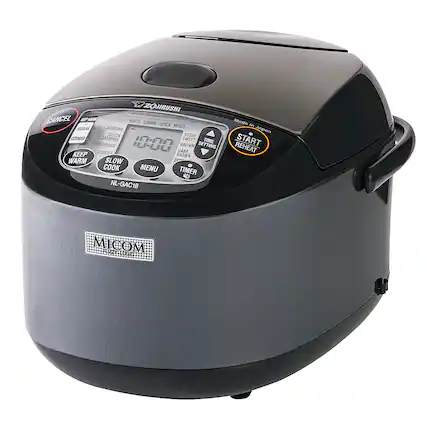 Angle. Zojirushi - 10 Cup Umami Micom Rice Cooker & Warmer - Metallic Black.
