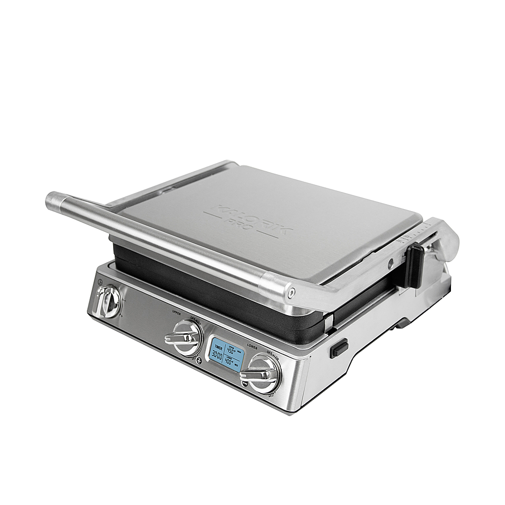 Left View: Kalorik - Multi-Purpose Waffle, Grill and Sandwich Maker Electric Griddle - Stainelss Steel