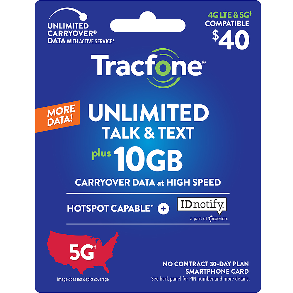 TracFone - $40 Smartphone Unlimited Talk & Text Prepaid Card [Digital]