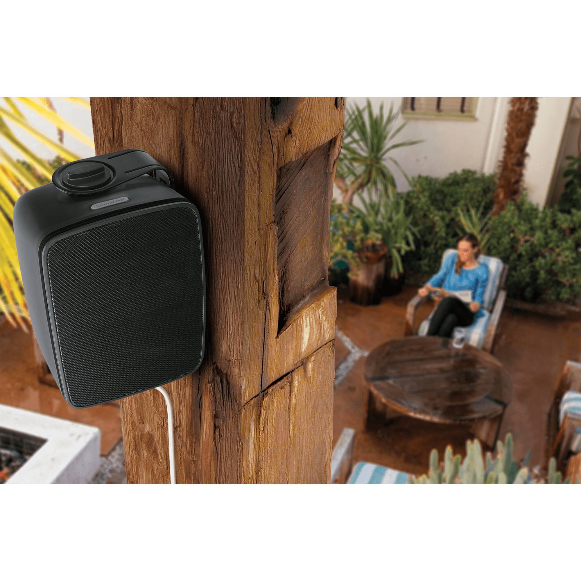 Alt View 3. SoundPro - Dual Bluetooth Weatherproof Indoor & Outdoor Wall-Mount Loudspeakers - Black.
