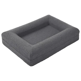 PetMaker - Orthopedic Dog Bed 26x19 Inch Small Dog Bed with Supportive Bolster, Nonslip Bottom, and Removable Washable Cover - Gray