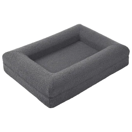Front. PetMaker - Orthopedic Dog Bed 26x19 Inch Small Dog Bed with Supportive Bolster, Nonslip Bottom, and Removable Washable Cover - Gray.