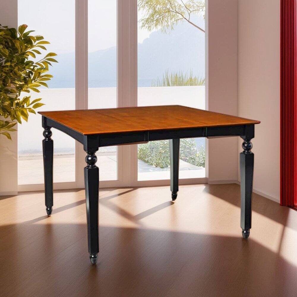 Left. FurniFact - Elegant Black Dining Table – Counter Height Expandable Table for 6 - Black & Cherry.