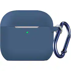 Front. SaharaCase - Venture Series Silicone Case for Apple AirPods 4 and AirPods 4 with Active Noise Cancellation - Midnight Blue.