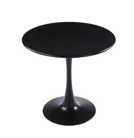 LeisureMod - Bello 31 Inch Outdoor Metal Dining Table with Base, Weather-Resistant Patio Bistro Furniture - Black