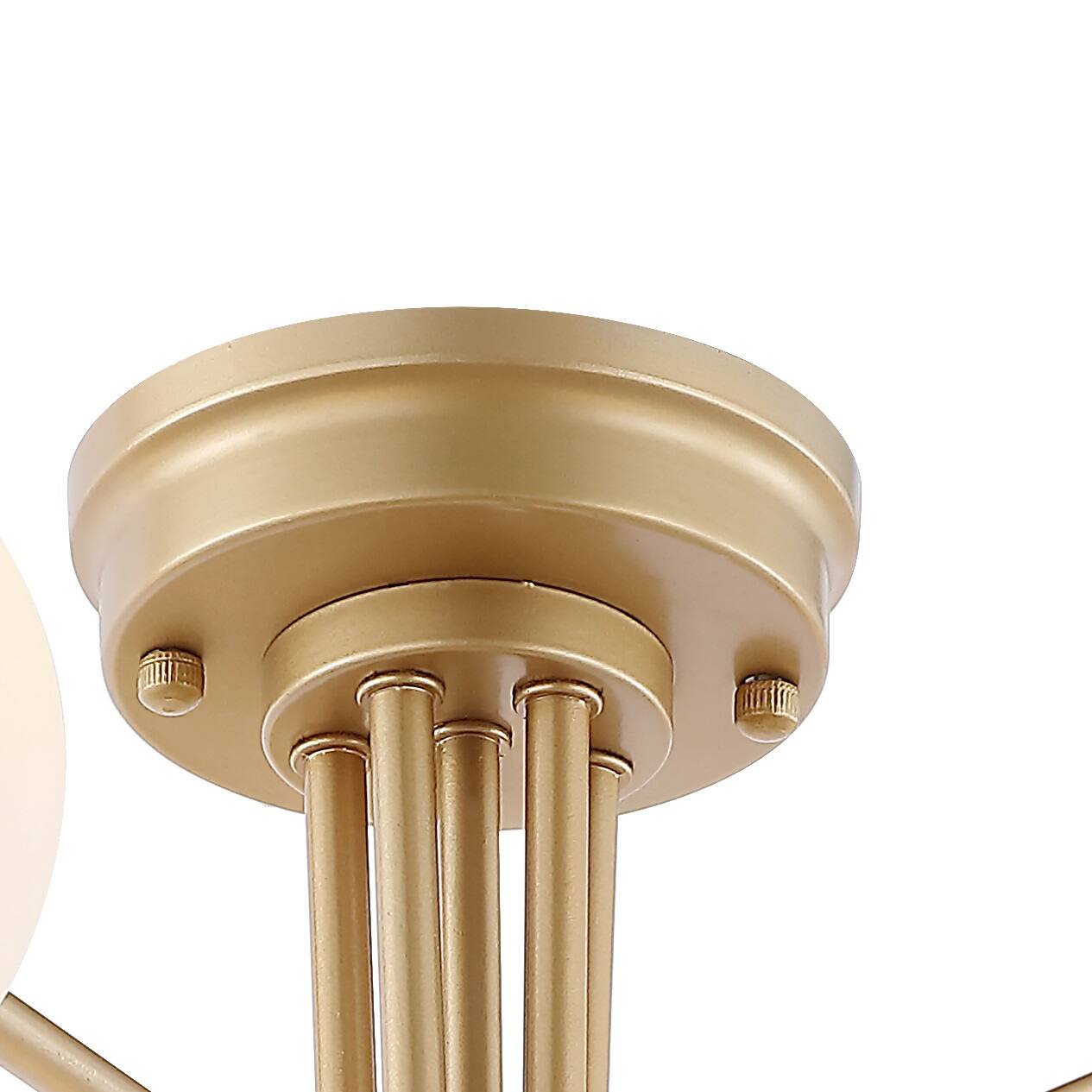 Alt View 4. Jonathan Y - Olivier Parisian 24" 6-Light Globe Modern Industrial Iron Bistro LED Semi Flush Mount, Gold - Brass Gold.