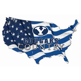 Fan Creations - BYU Cougars USA Flag Cutout Sign - Multicolor