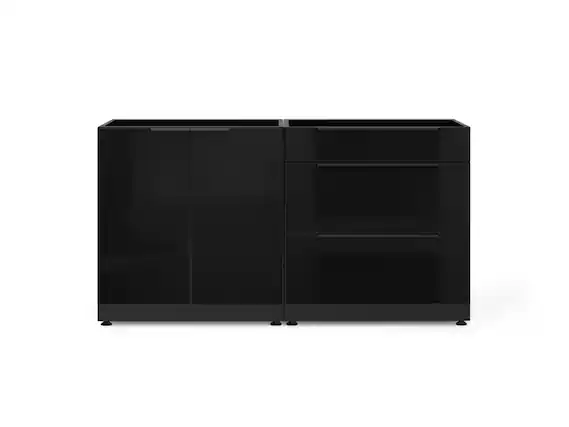 Front. NewAge Products - Outdoor Kitchen Aluminum 2 Piece Cabinet Set with 3-Drawer and 2-Door Cabinet - Black.