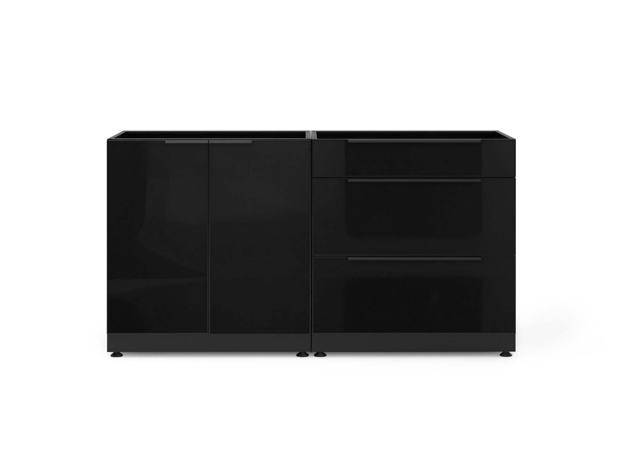 Front. NewAge Products - Outdoor Kitchen Aluminum 2 Piece Cabinet Set with 3-Drawer and 2-Door Cabinet - Black.