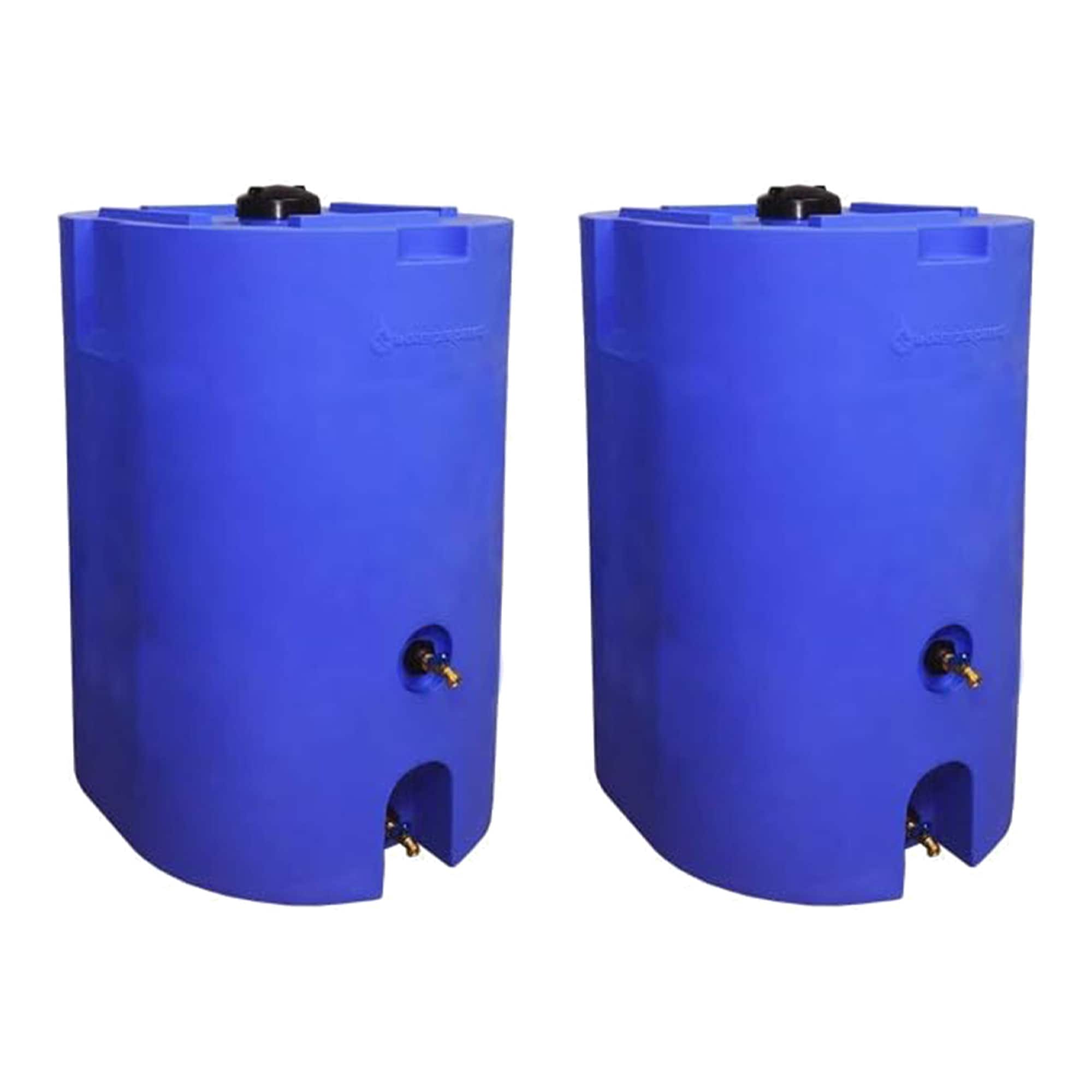 WaterPrepared - 160 Gal Stackable Design Utility Water Tank w/ Large Cap, (2 Pack) - Blue
