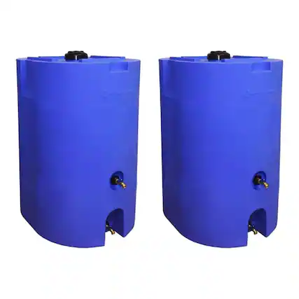 Front. WaterPrepared - WaterPrepared 160 Gal Stackable Design Utility Water Tank w/ Large Cap, (2 Pack) - Blue.