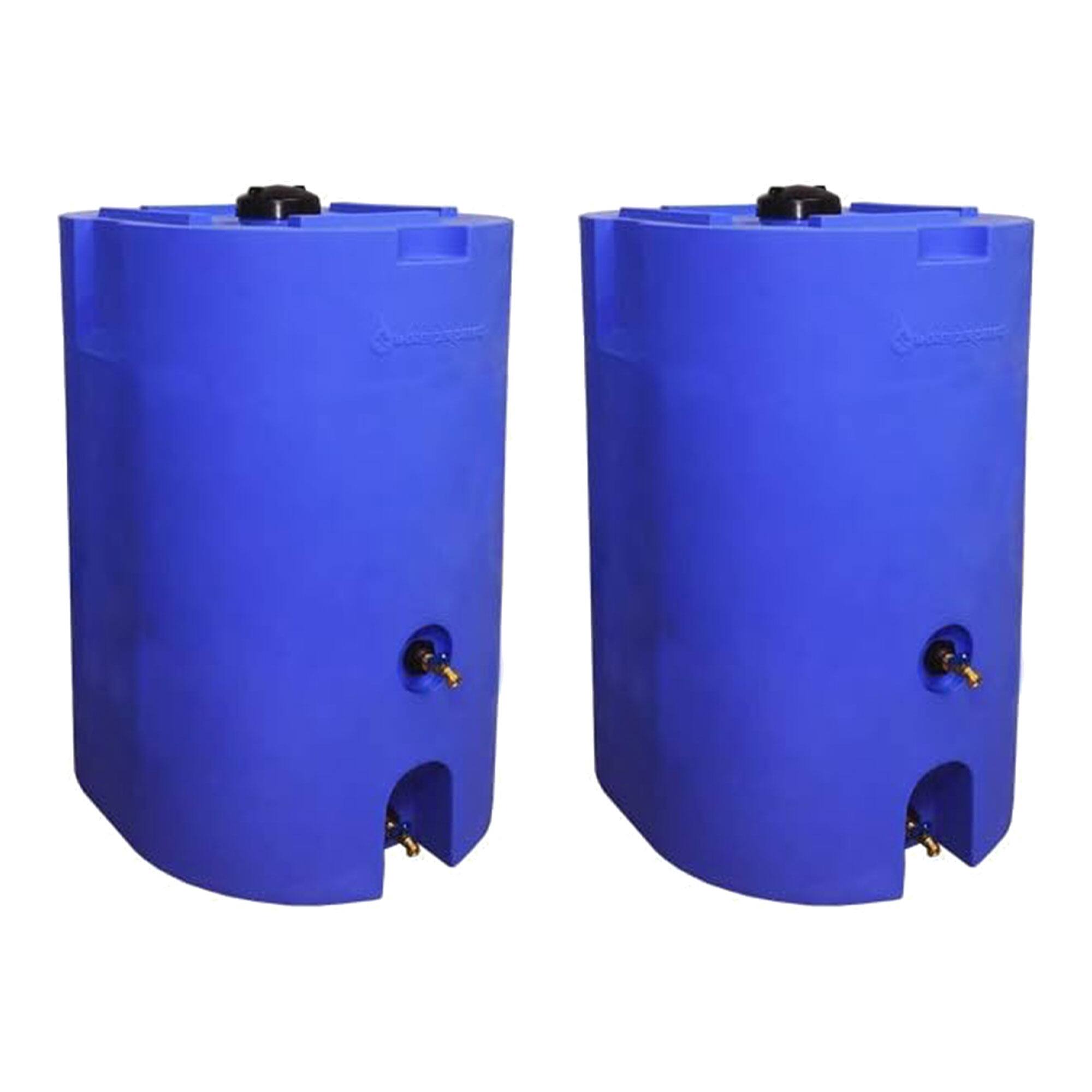 Front. WaterPrepared - WaterPrepared 160 Gal Stackable Design Utility Water Tank w/ Large Cap, (2 Pack) - Blue.
