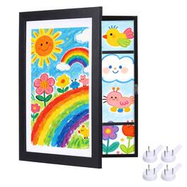 Unique Bargains - Art Frames, 8.5x11" Front Opening Picture Display Frame Changeable Artwork Storage Holds 50 Drawings - Black