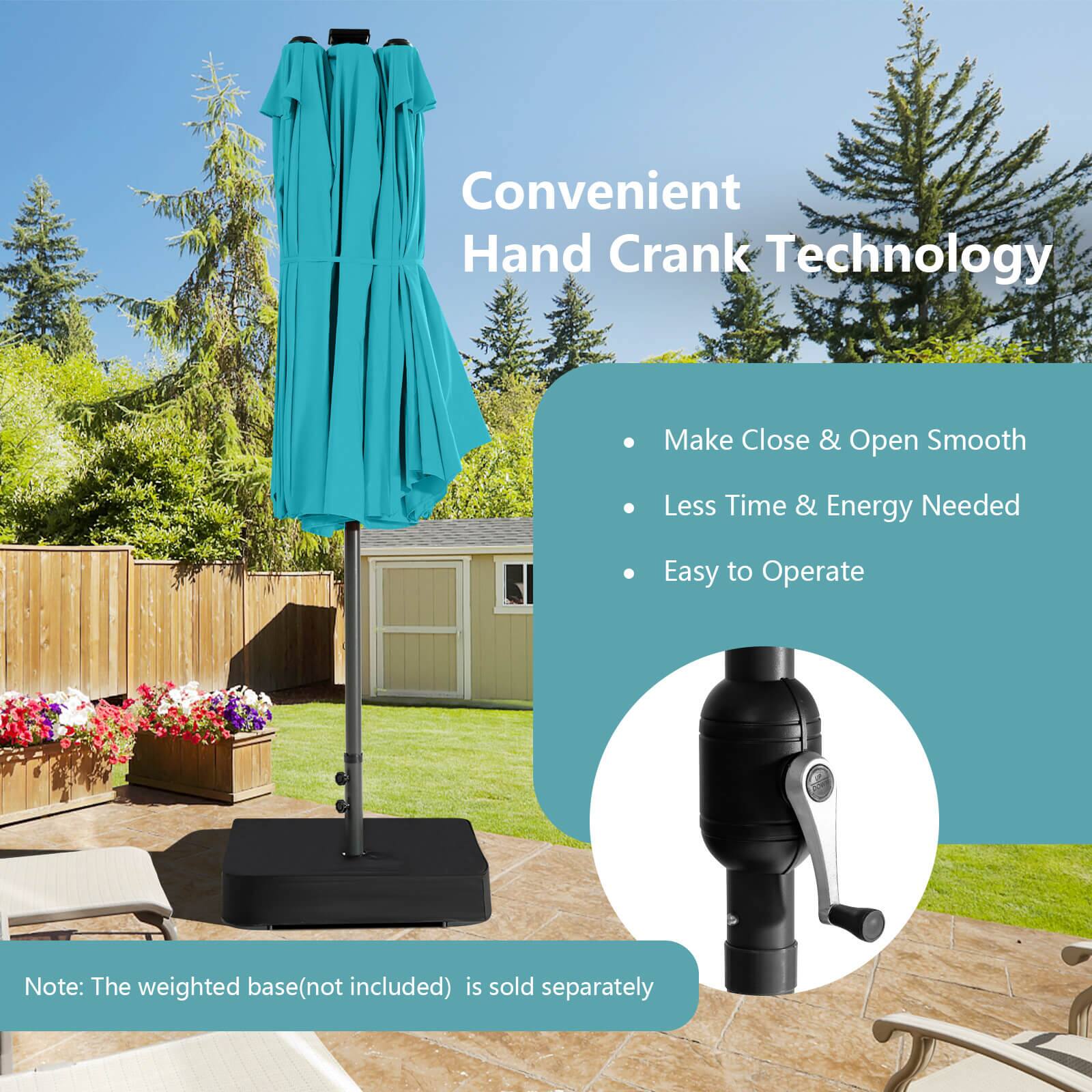 Convenient Hand Crank Technology

Make Close & Open Smooth

Less Time & Energy Needed

Easy to Operate

Note: The weighted base (not included) is sold separately