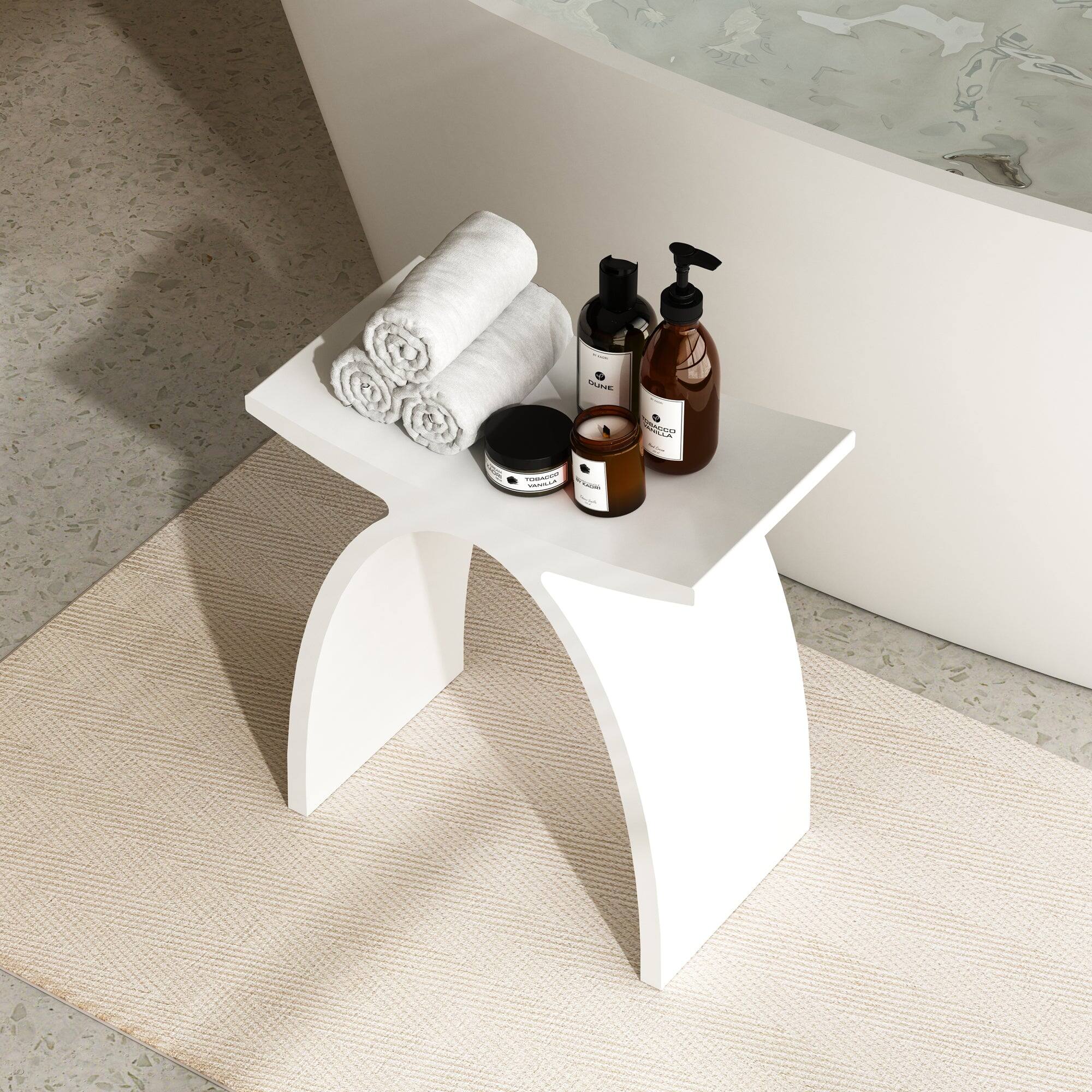 Alt View 3. Boyel Living - 9 in. W Freestanding Solid Surface Shower Seat in Matte White - Matte White.