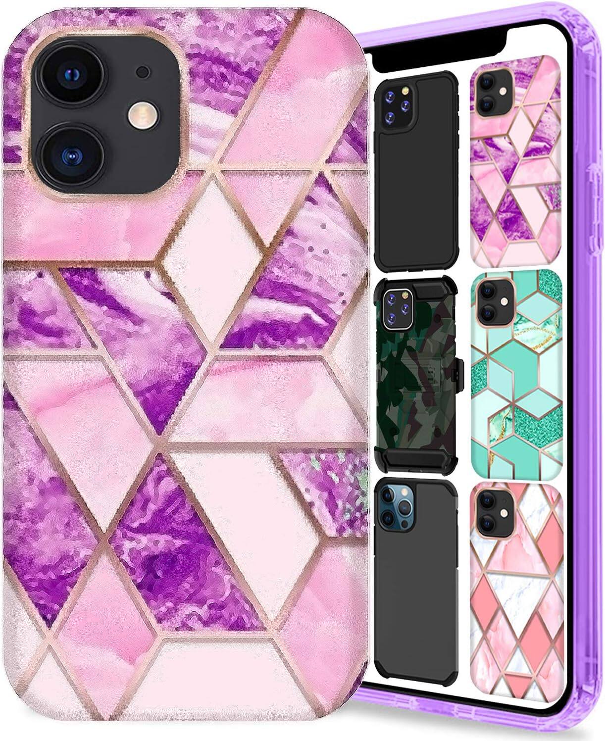 Front. DuraSafe Cases - iPhone 11 - 6.1" Slim Printed Protective Phone Case - Purple Marble.