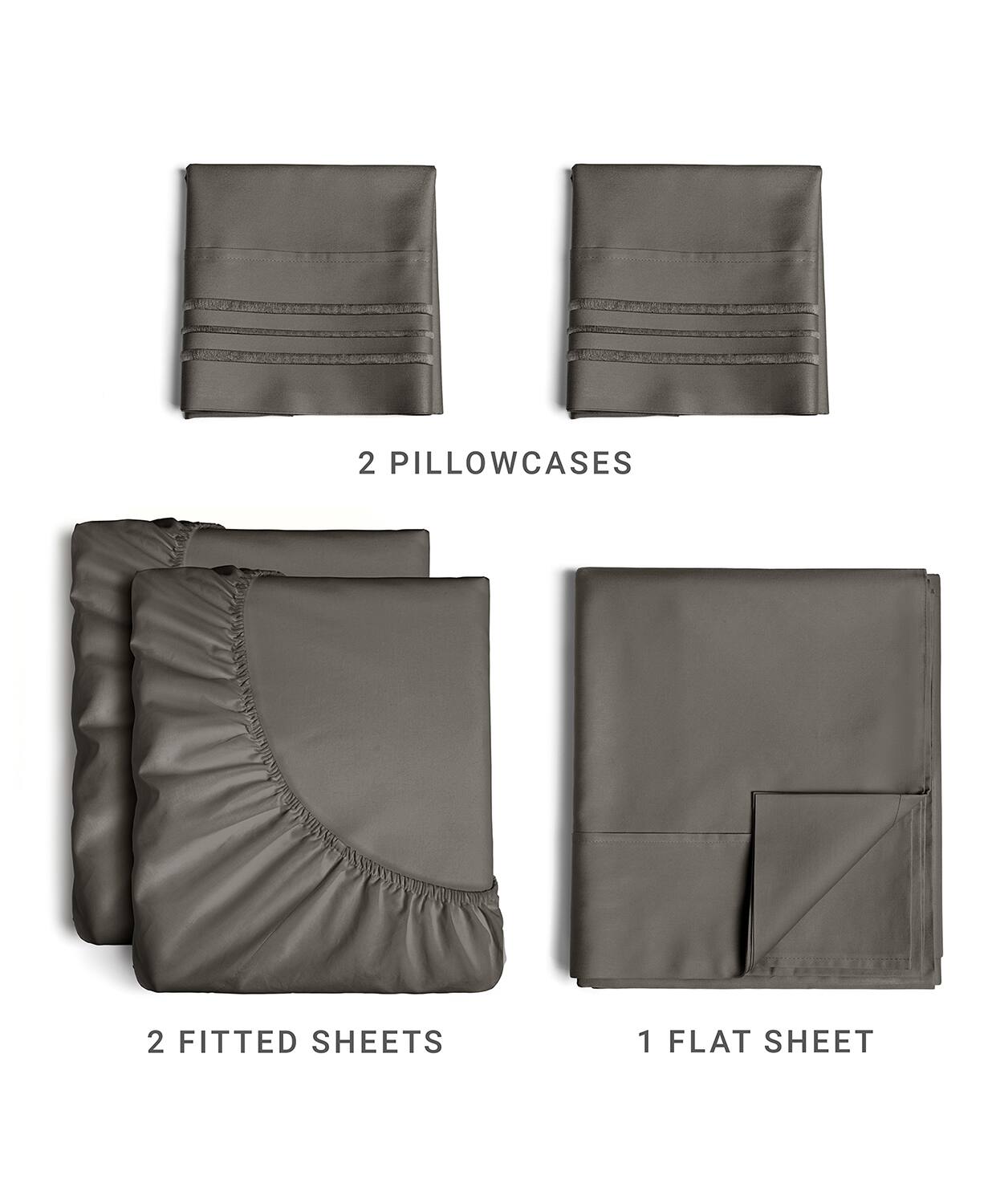 2 Pillowcases  
2 Fitted Sheets  
1 Flat Sheet