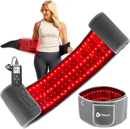 Front. LifePro - LifePro Red Light Therapy Belt with 660nm and 850nm Infrared for Body Pain Relief and Wellness - Grey.
