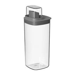 OU - 50 oz Clear Airtight Dispenser with Measuring Cap, Lightweight Soap & Fabric Softener Organizer - Dark Gray