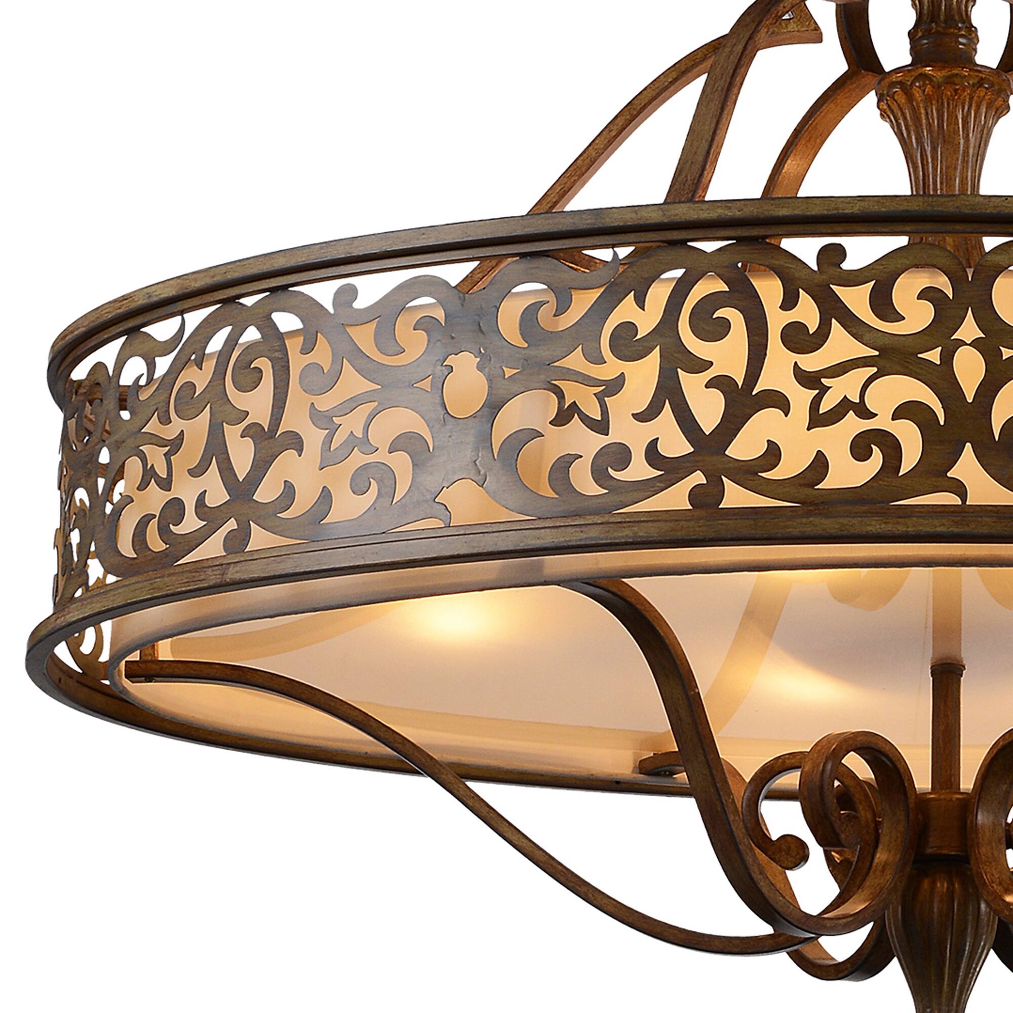 Back. CWI Lighting - Nicole 6 Light Drum Shade Chandelier With Brushed Chocolate Finish - Brushed Chocolate.