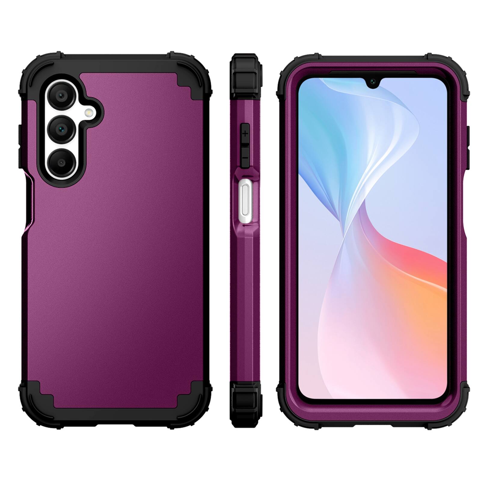 Alt View 2. Dteck - Rugged Case for Samsung Galaxy A16 5G,Shockproof Soft Silicone Bumper Hard PC Back Cover,3-Layers Protective Shell - Purple.