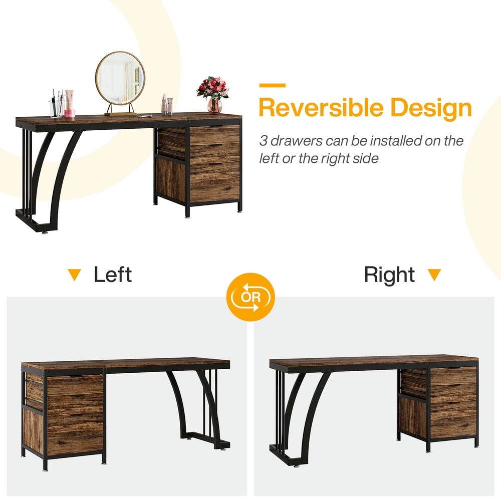 Reversible Design  
3 drawers can be installed on the left or the right side  

Left  
OR  
Right