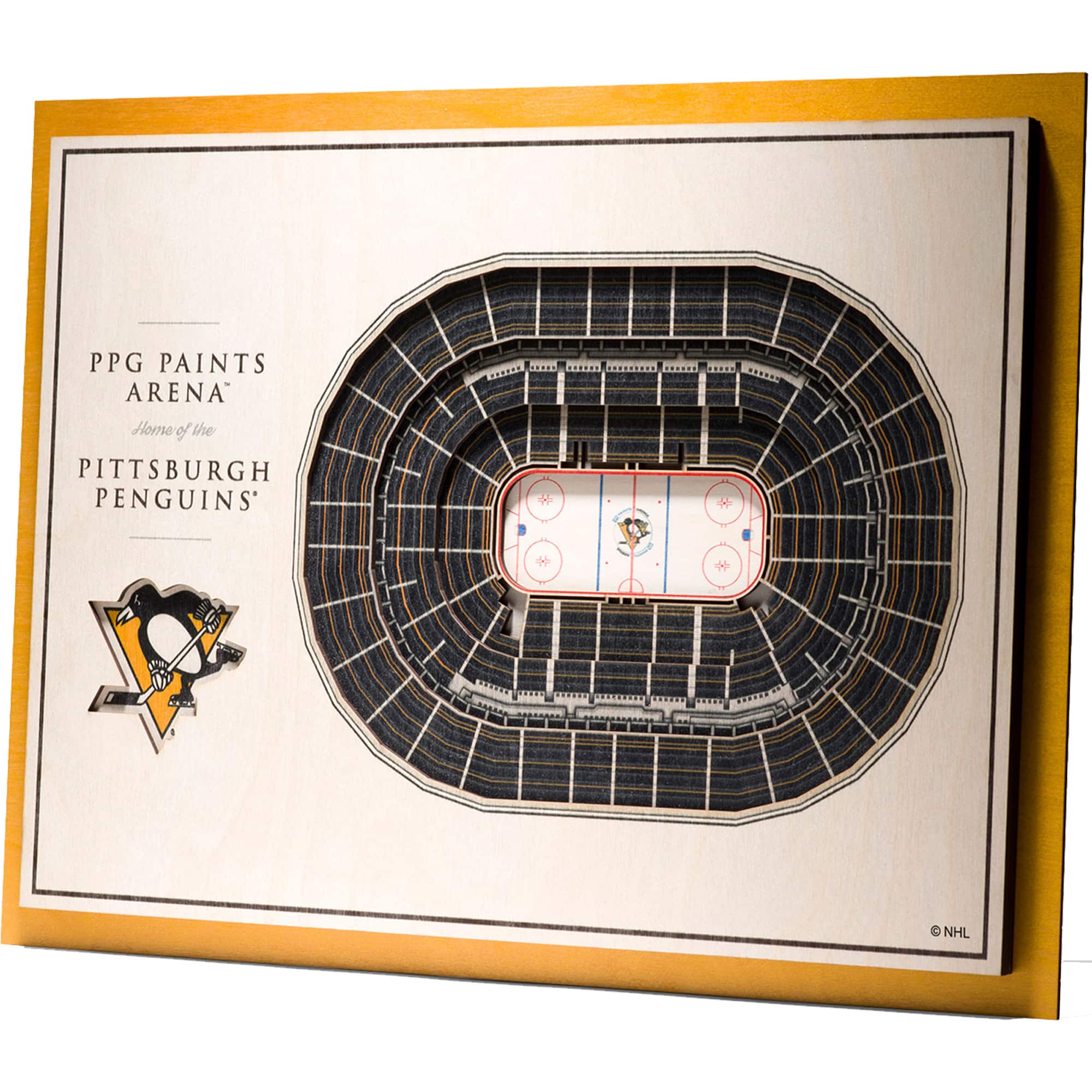 YouTheFan - Pittsburgh Penguins 17'' x 13'' 5-Layer StadiumViews 3D Wall Art - Brown
