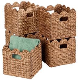 Best Choice Products - Scalloped 13 x 13in Hyacinth Storage Basket Set of 5 - Chestnut
