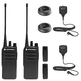 Motorola - CP100D Analog UHF Portable Non-Display Two Way Radio, 16 Channel, 2 Pack With Mic Bundle - Black