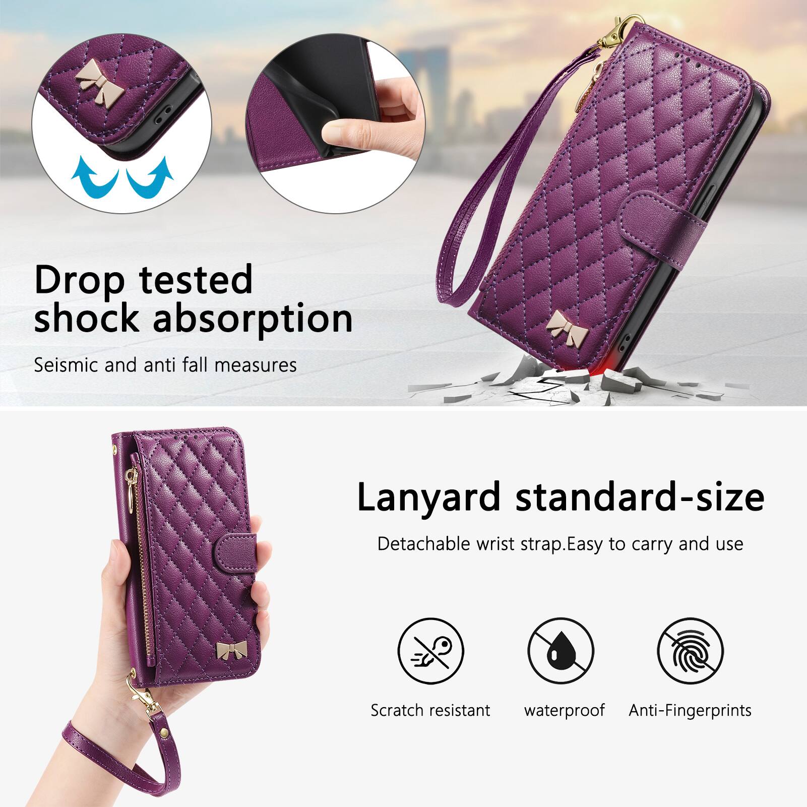- Drop tested shock absorption
  - Seismic and anti fall measures

- Lanyard standard-size
  - Detachable wrist strap
  - Easy to carry and use

- Scratch resistant
- Waterproof
- Anti-Fingerprints