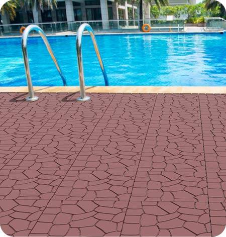 Alt View 1. Loheer - 12-Inch Interlocking Deck Tiles, 44-Pack, Stone Pattern Outdoor Flooring - Red+Brown.