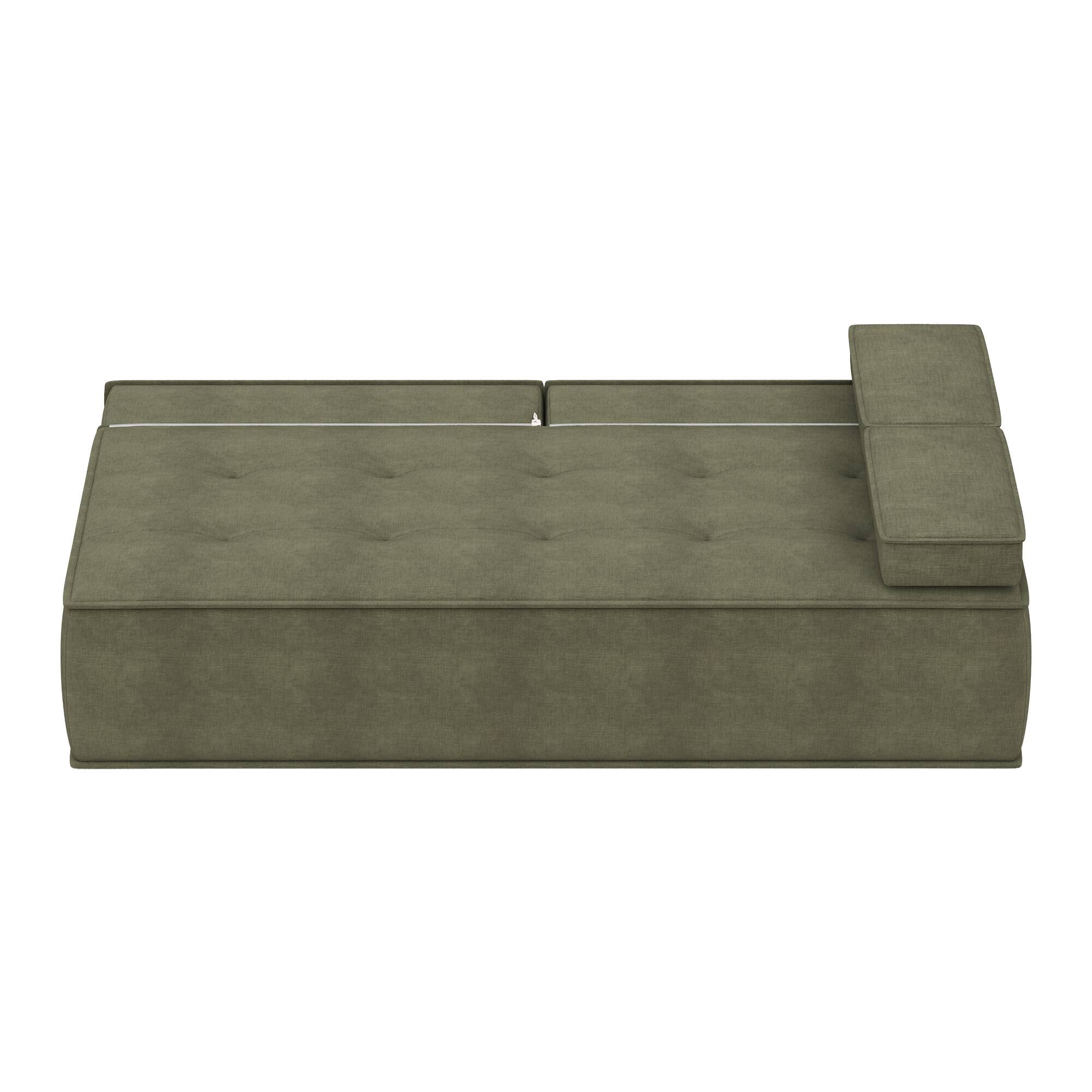 Alt View 6. luck idea - 79" Multi-Functional Fabric Sleeper Sofa, Convertible Couch Bed with Supportive Foam Cushion for Apartment & Studio - Green.