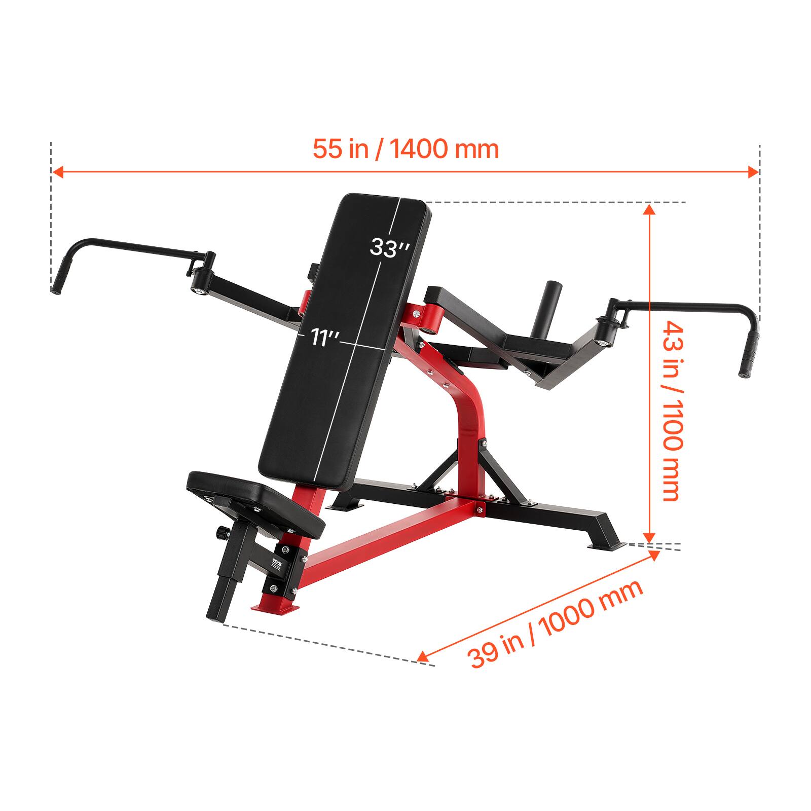 55 in / 1400 mm  
33"  
11"  
43 in / 1100 mm  
39 in / 1000 mm