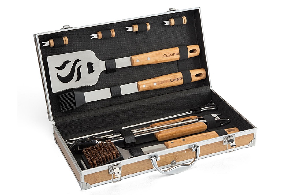 Angle View: Cuisinart - 13-Piece Bamboo Tool Set - Stainless Steel/Tan