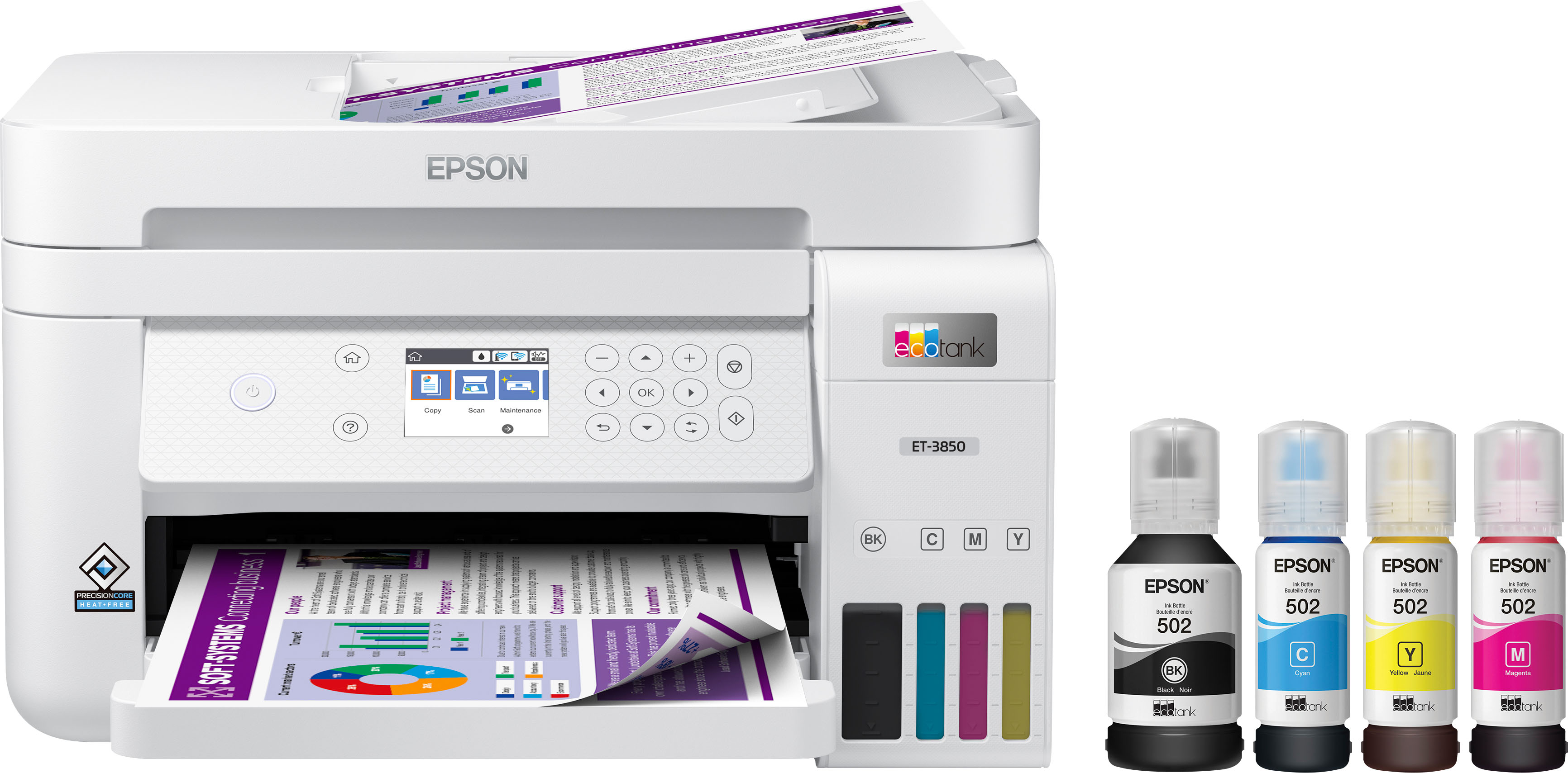 Oprichter heilige bossen Epson EcoTank ET-3850 All-in-One Supertank Inkjet Printer C11CJ61201 - Best  Buy