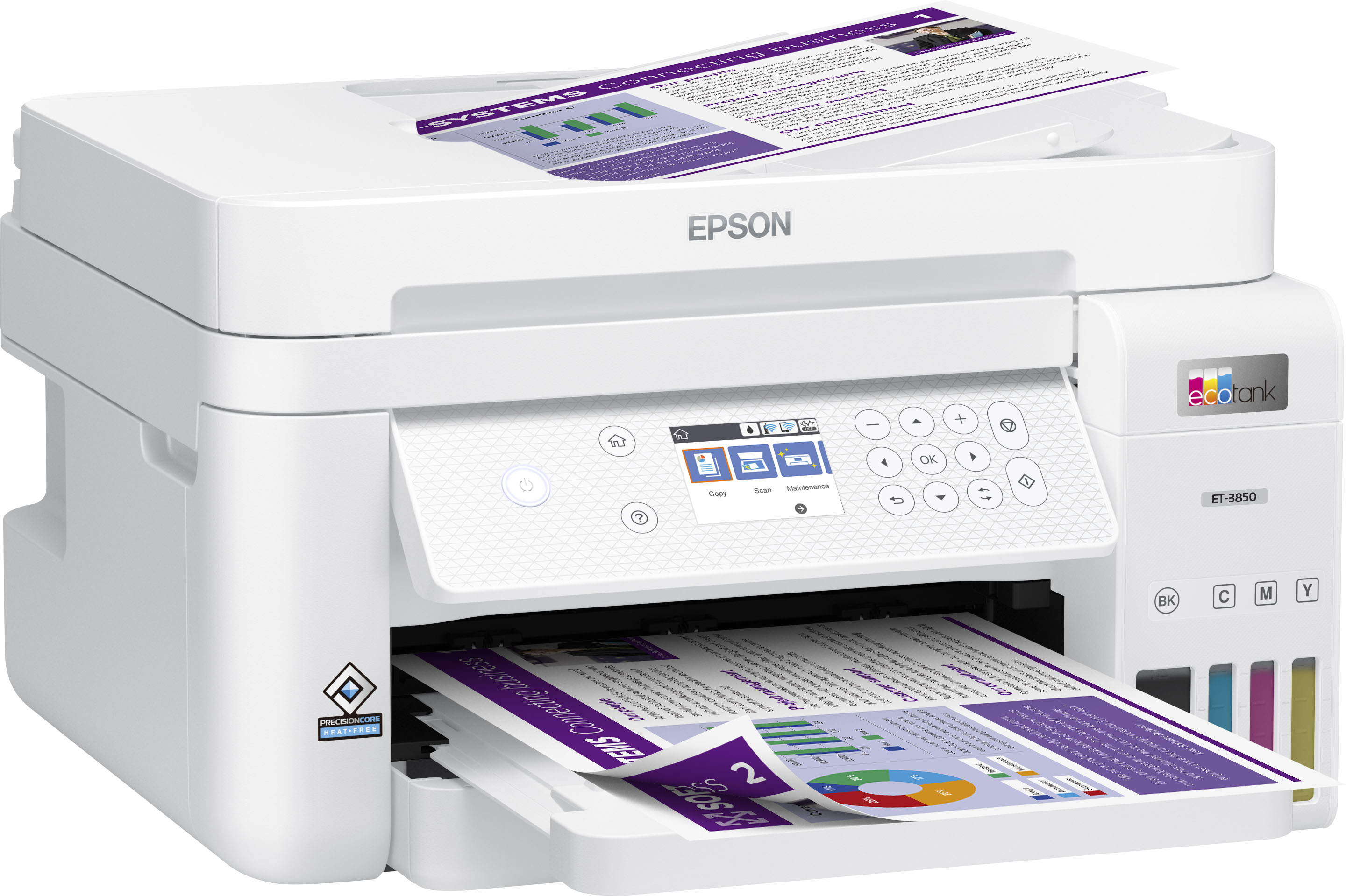  Epson EcoTank ET-3850 Wireless Color All-in-One Cartridge-Free  Supertank Printer with Scanner & 522 EcoTank Ink Ultra-high Capacity Bottle  Black (T522120-S) Works with EcoTank ET-2720 : Office Products