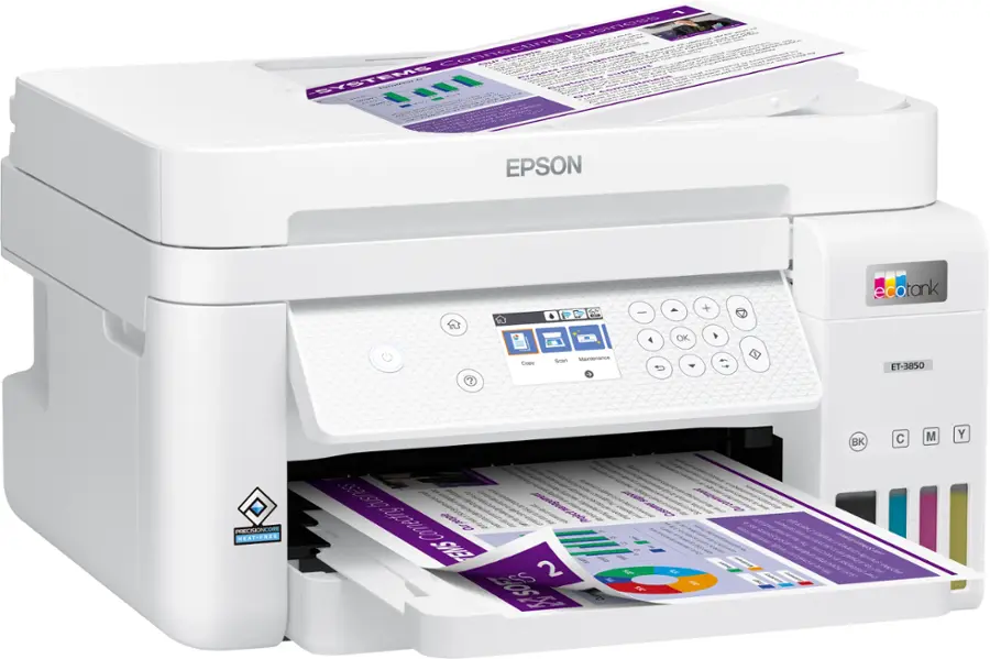 Alt View 14. Epson - EcoTank ET-3850 All-in-One Supertank Inkjet Printer - White.