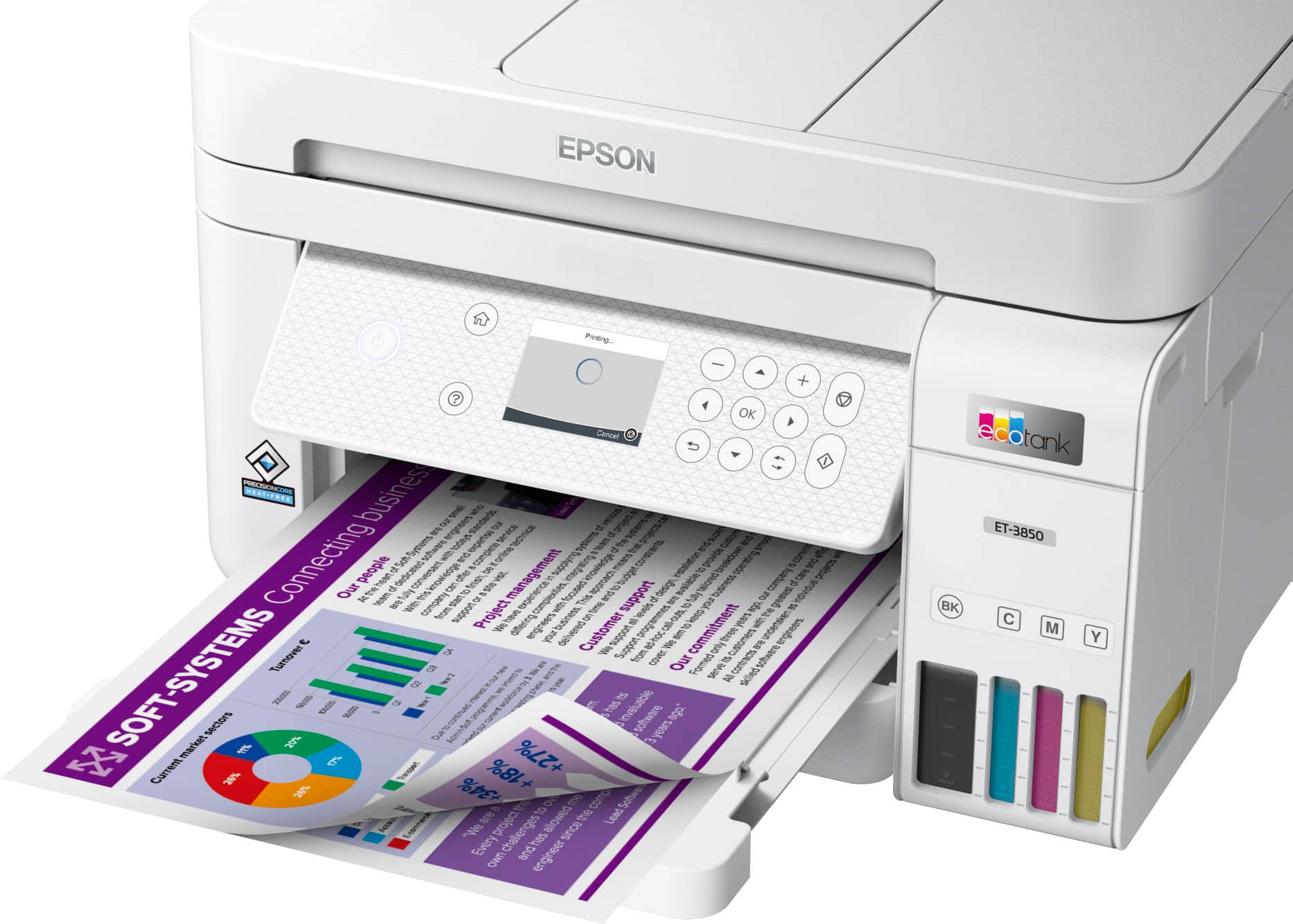 Alt View 20. Epson - EcoTank ET-3850 All-in-One Supertank Inkjet Printer - White.