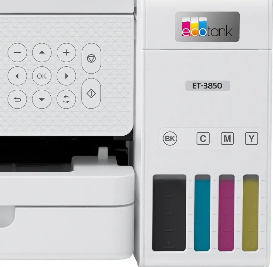Alt View 24. Epson - EcoTank ET-3850 All-in-One Supertank Inkjet Printer - White.