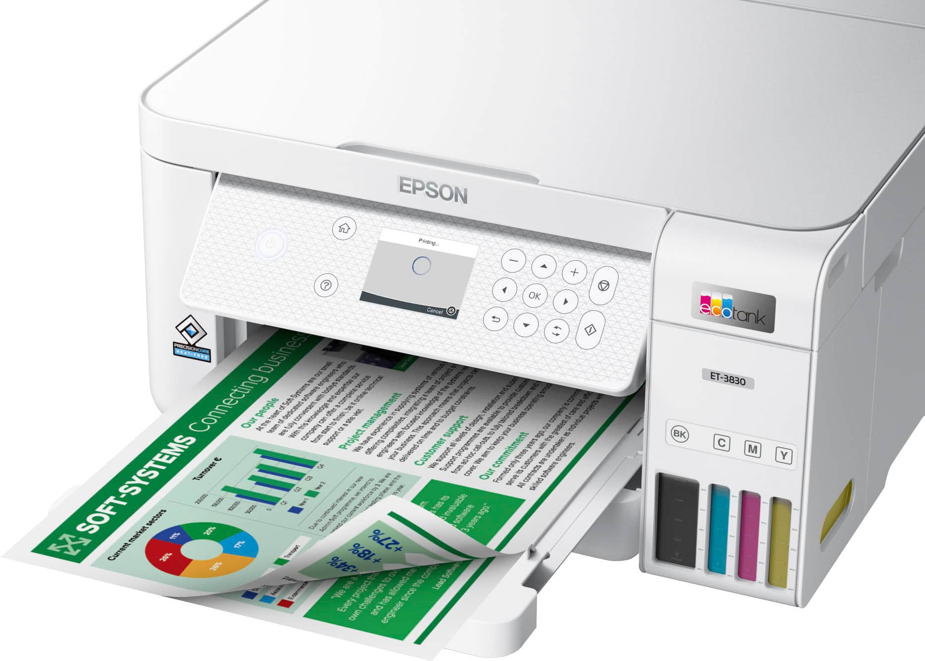 Alt View 19. Epson - EcoTank ET-3830 All-in-One Supertank Inkjet Printer - White.