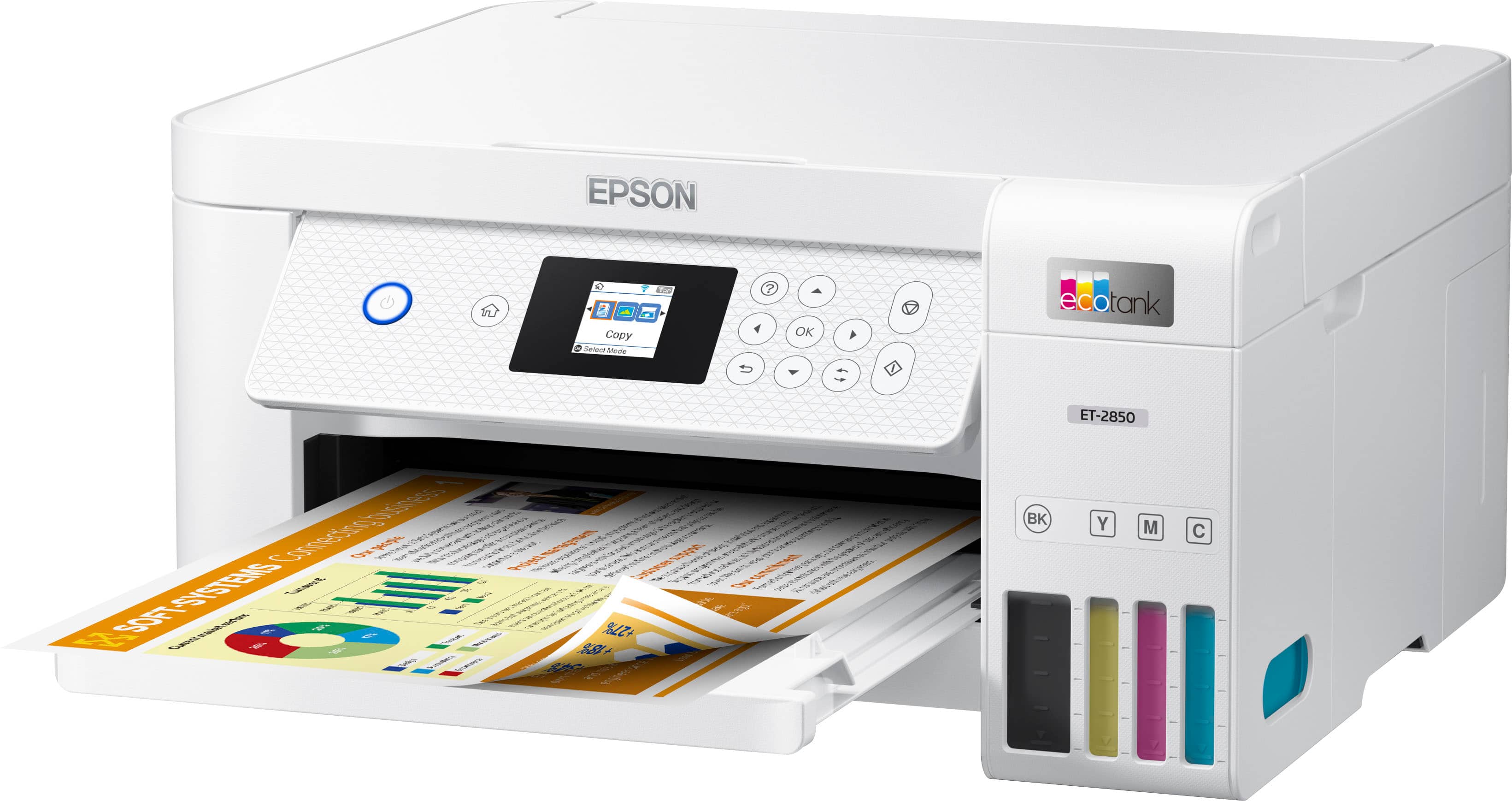 Alt View 17. Epson - EcoTank ET-2850 All-in-One Supertank Inkjet Printer - White.